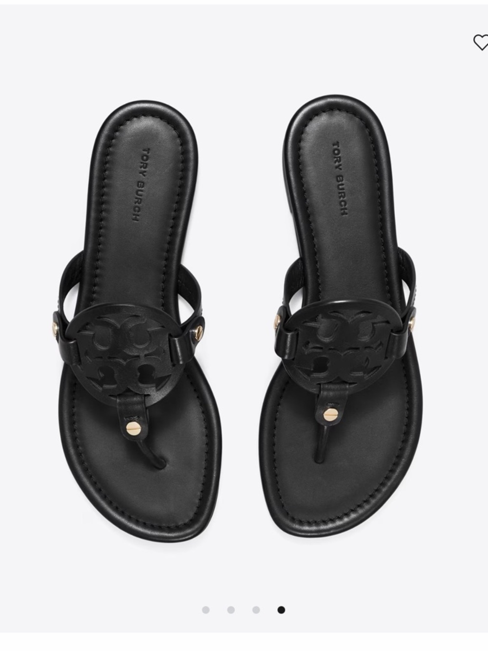 Tory Burch Black Miller Logo Thong Sandals with Gold Studs
